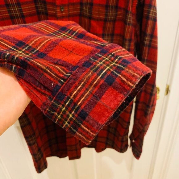 Vintage LL BEAN Flannel Heavy Work Shirt Size Large Heavy Chamois Work Overcoat - Picture 3 of 5